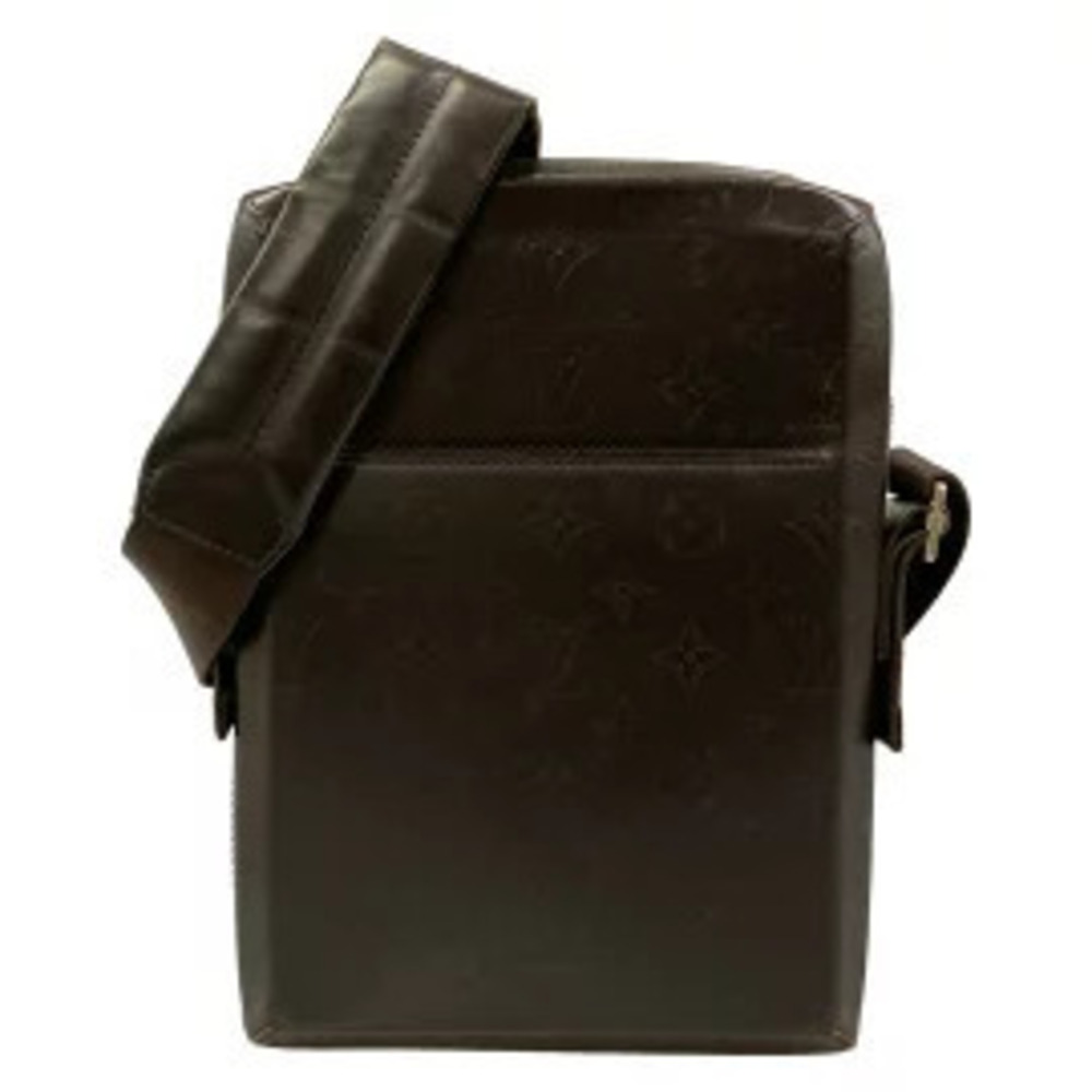LOUIS VUITTON brown leather Monogram Glace Bobby Messenger Bag